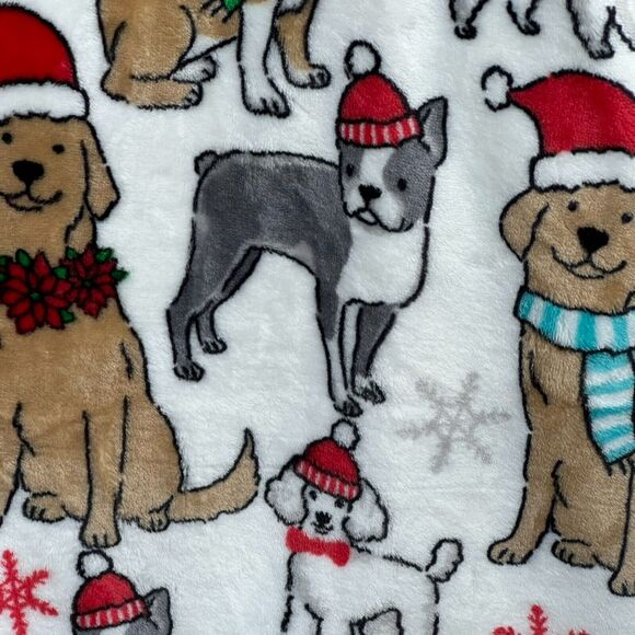 Wags & Whiskers Dogs Puppy Santa Luxury Holiday Throw Blanket 50" x 70" New - Picture 7 of 9